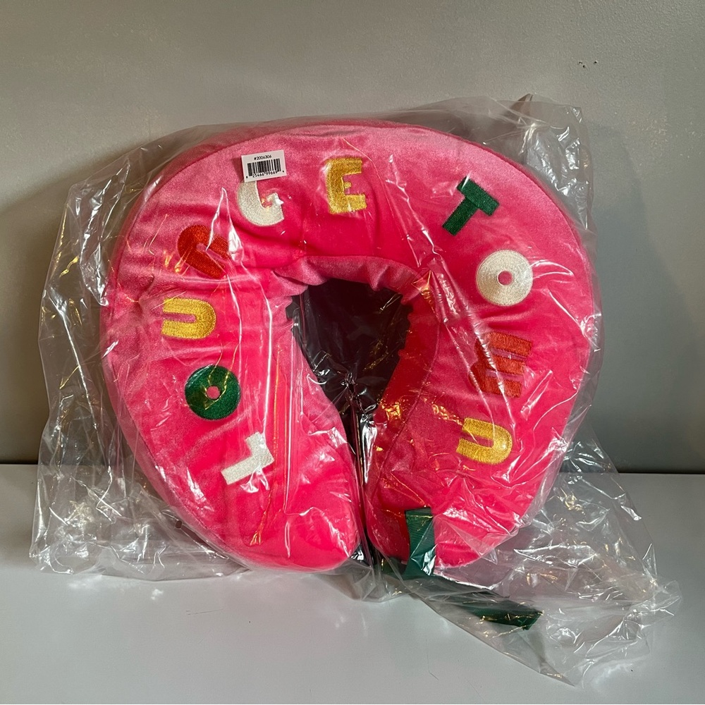 ban.do “Lounge Town” Pink Getaway Travel Neck Pillow
